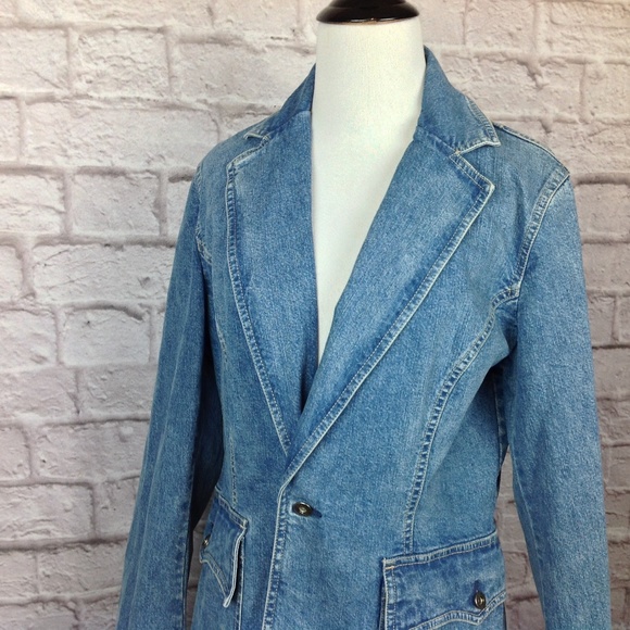 Vintage Tommy Hilfiger Jean Jacket Women 8 Stretch - Picture 4 of 6